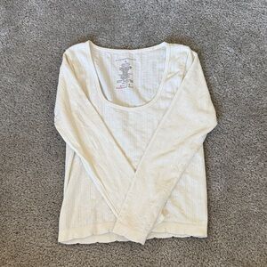 Anthropologie Cream Long Sleeve Top